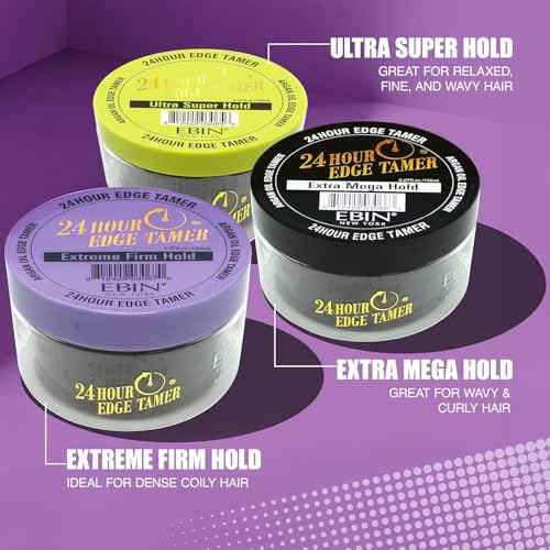 EBIN NEW YORK 24 Hour Edge Tamer Ultra Super Hold 6.34 fl.oz/180ml No Flaking, Smooth Shine, Argan & Castor Oil, Strong Edge Control Gel, Edge gel