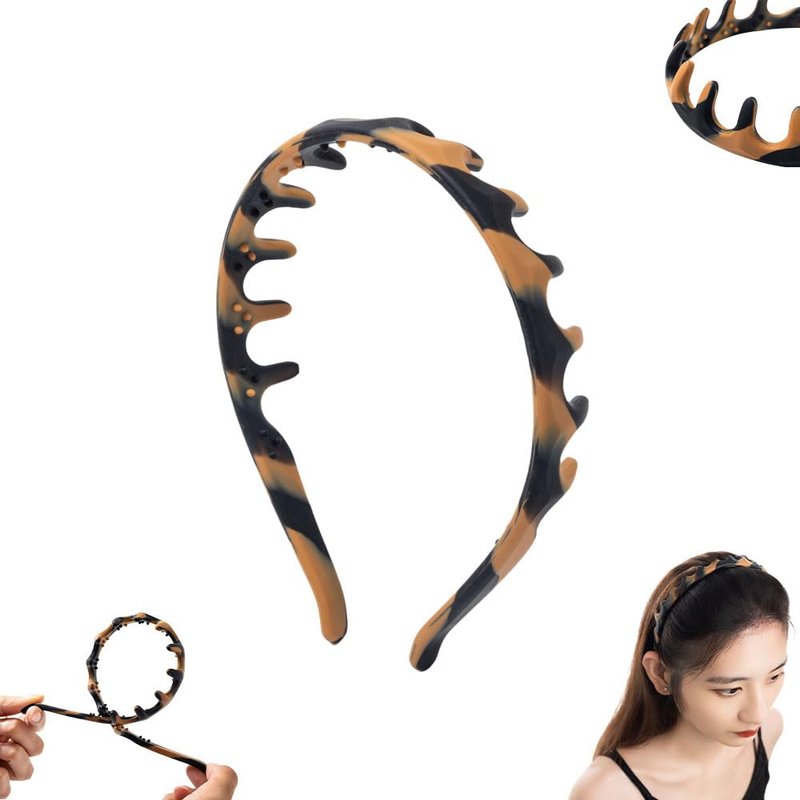 Fodeuxp Silicone U Shape Fashion Tooth Hair Comb Headband, 2025 New Zig Zag High Cranium Head Bands for Women's Hair Non Slip, Reversible Korean Headbands with Teeth (Amber, 1 Count (Pack of 1))