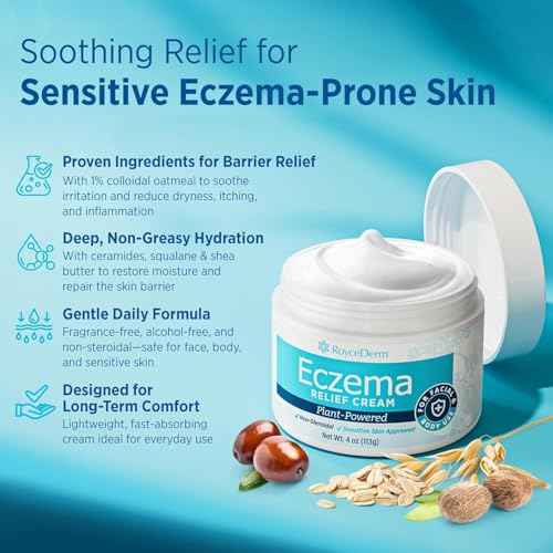 Roycederm Eczema & Psoriasis Cream for Dry, Itchy Skin ? Moisturizer for Sensitive Skin, Eczema, Psoriasis & Dermatitis ? 1% Colloidal Oatmeal + Ceramides ? Steroid-Free for Adults, Kids & Babies