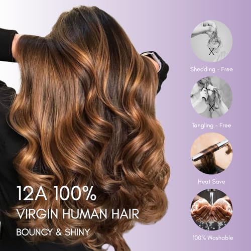 Honey Blonde Highlight Body Wave Closure Human Hair 12 inch, Ombre 4x4 Transparent Lace Closure Frontal Pre Plucked with Baby Hair Brazilian 12A Unprocessed Virgin Remy 4/27 Wavy Closure Sew In