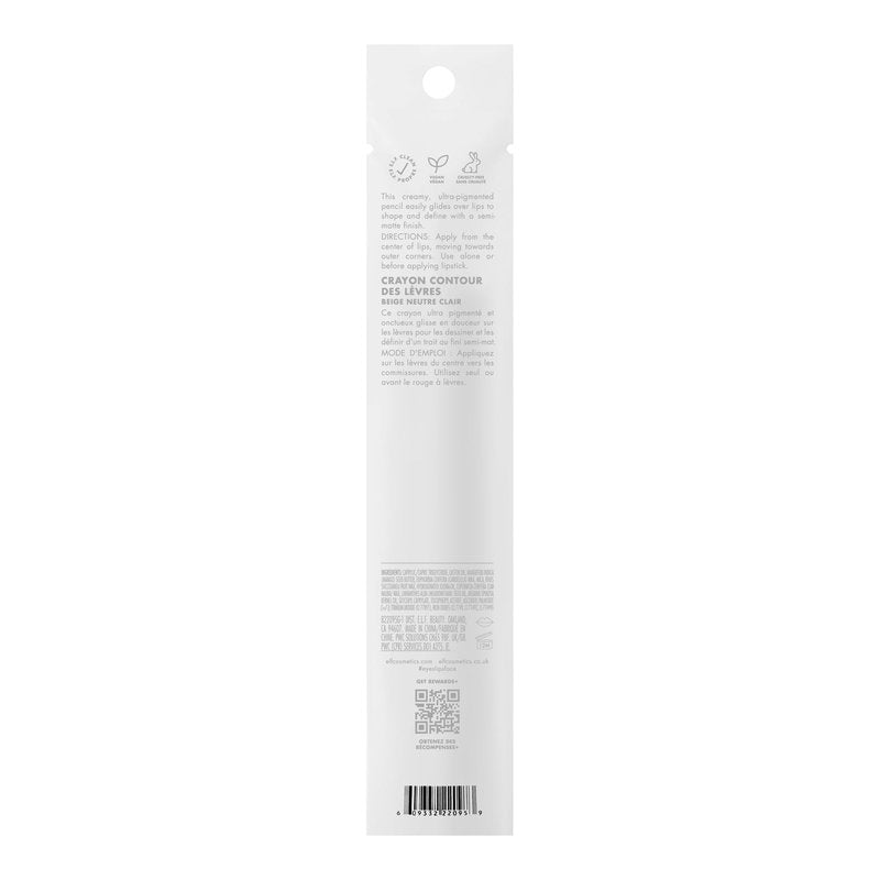 e.l.f. Cream Glide Lip Liner, Highly-Pigmented Pencil For Shaping & Sculpting Lips, Semi-Matte Finish, Vegan & Cruelty-Free, Baddest Beige