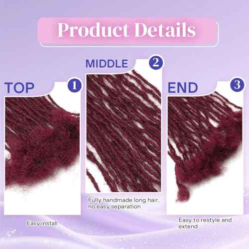 Micro Locs Extesnions Human Hair 0.2cm Thickness Sisterlocks Curly Tips, Full Handmade Interlocking Permanent Soft Dreadlock Extensions Natural Looking Locs (BUG# 0.2cm, 12 Inch 30 Strands)