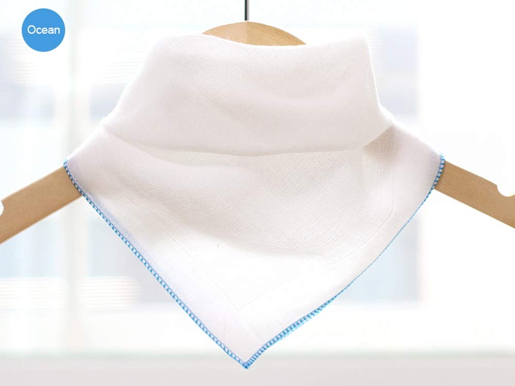 Angel-In-Moms [15 Packs] Natural Cotton 100% Soft Muslin Gauze Handkerchief, Face Washcloths, Makeup Remover Thin Towels, Wide Size 14 inch x 14 inch, Reusable Napkins Hankies Bath Towel (Blue)