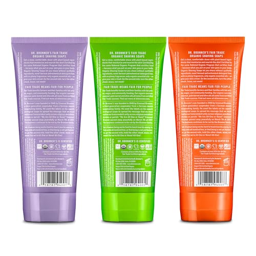 Dr. Bronner's Organic Shaving Soap? 3 Pack Variety, 7oz (Lavender, Tea Tree, Lemongrass)? Moisturizing Shave Soap for Men & Women? Certified Organic Sugar & Shikakai? For Face, Underarms & Legs