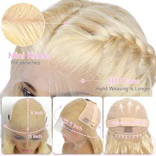 613 Lace Front Wig Human Hair 250 Density Blonde Wig Human Hair 13x6 HD Lace Frontal Wigs Body Wave Lace Front Wigs Human Hair Pre Plucked 613 18 Inch