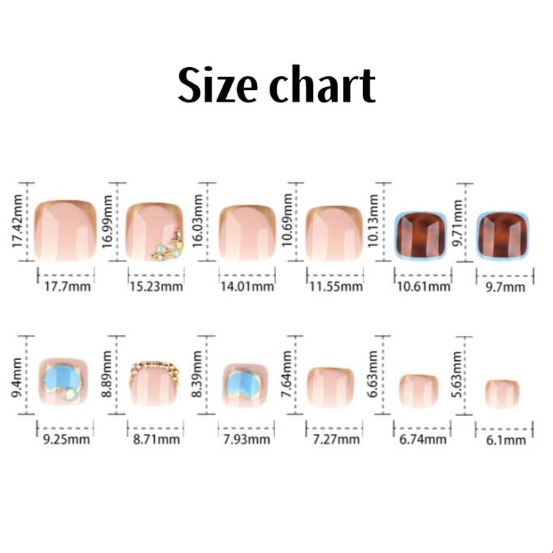 Gold French Tip Press On Toenails - Leopard Print Full Cover Acrylic | 24 Pcs Short Square Design for Women