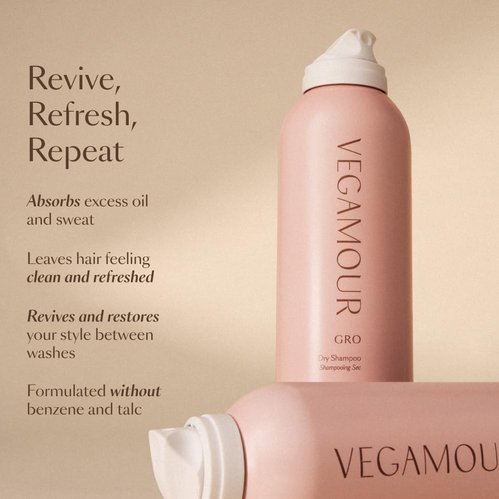 VEGAMOUR GRO Dry Shampoo Full Size, Volumizing Dry Shampoo Spray Formulated Without Benzene, Supports Thicker Fuller Looking Hair, Natural Citrus Scent, 3.95 oz