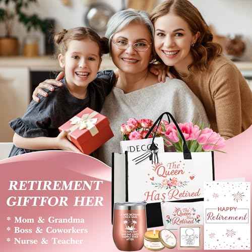Crenics Retirement Gift for Women, Happy Retirement Gifts for Coworker, Friends, Boss, Teachers, Nurses, Mom, Grandma Retirees, Best Retired Gifts with Tote Bag Set
