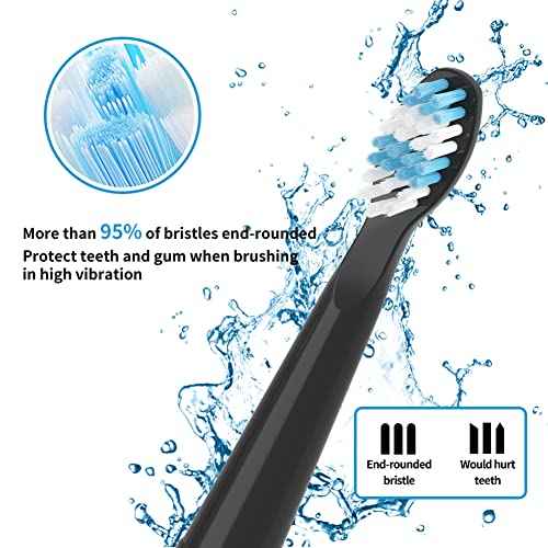 Compatible with TEETHEORY Electric Toothbrush Replacement Heads, for TEETHEORY Electric Toothbrush,Black