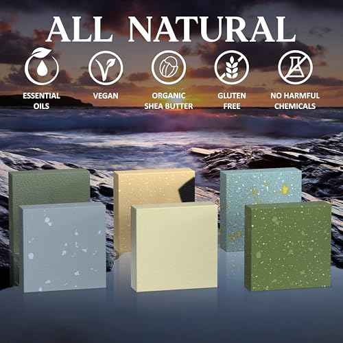 NATURAL AMERICAN Men¡¯s Bar Soap ? Mens Cologne Scents, 100% All Natural, Essential Oils, Organic Shea Butter, No Harmful Chemicals ? (6pk) Soap for a Man - USA Handmade ? 5 oz
