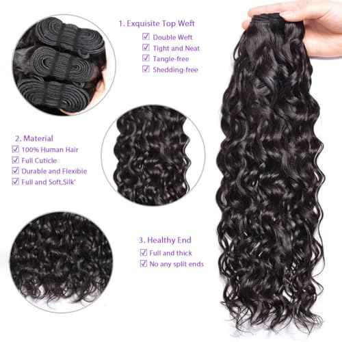 28 Inch Water Wave Bundles 12A Water Wave One Bundles Human Hair 100% Brazilian Unprocessed Remy Single Curly Wet And Wavy Bundles Human Hair Natural Color