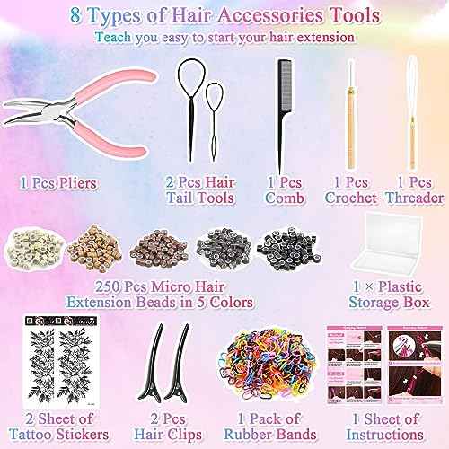 Hair Tinsel Kit with Tools, 20 Colors 4000 Strands Sparkling Glitter Tinsel Hair, Heat Resistant Shiny Fairy Hair Tinsel Extensions for Women Girls Hair Accessories for Cosplay Party