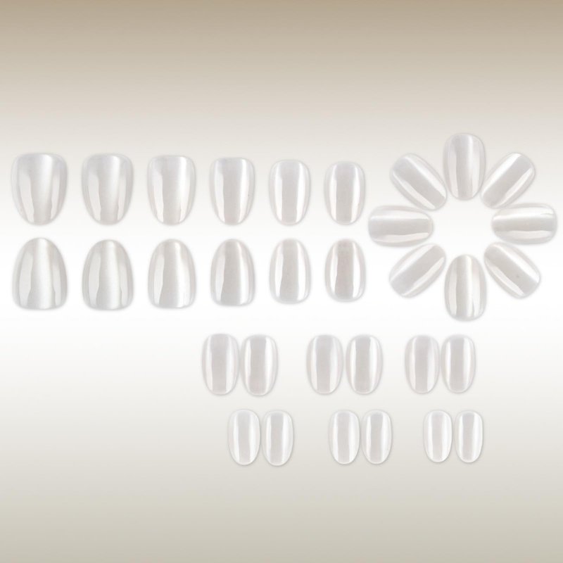 Short Almond Press on Nails White Glitter Fake Nails Shiny Nail Press ons Design Glossy Full Cover Stick on Nail for Women Manicure 32Pcs