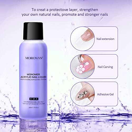Morovan Monomer Acrylic Nail Liquid Professional Liquid Monomer Nail System For Acrylic Nail Extension Carving MMA-Free Non-Yellowing Formula