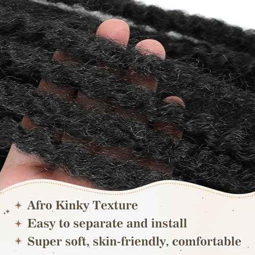 Marley Twist Braiding Hair 14 Inch Cuban Twist Hair 8 Packs Soft Marley Twist Hair Afro Kinky Twist Hair Extension(14 Inch, 1B)