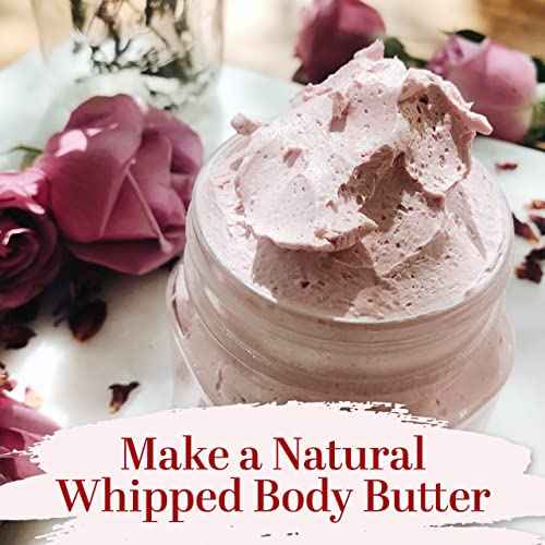 Better Shea Butter Body Butter Making Kit, Includes Kokum Butter, Almond Oil, Dry Rose Petals, Pink Mica, 2 Jars & DIY Recipe Card with Link to Video Tutorial - Natural Whipped Body Lotion Making Kit