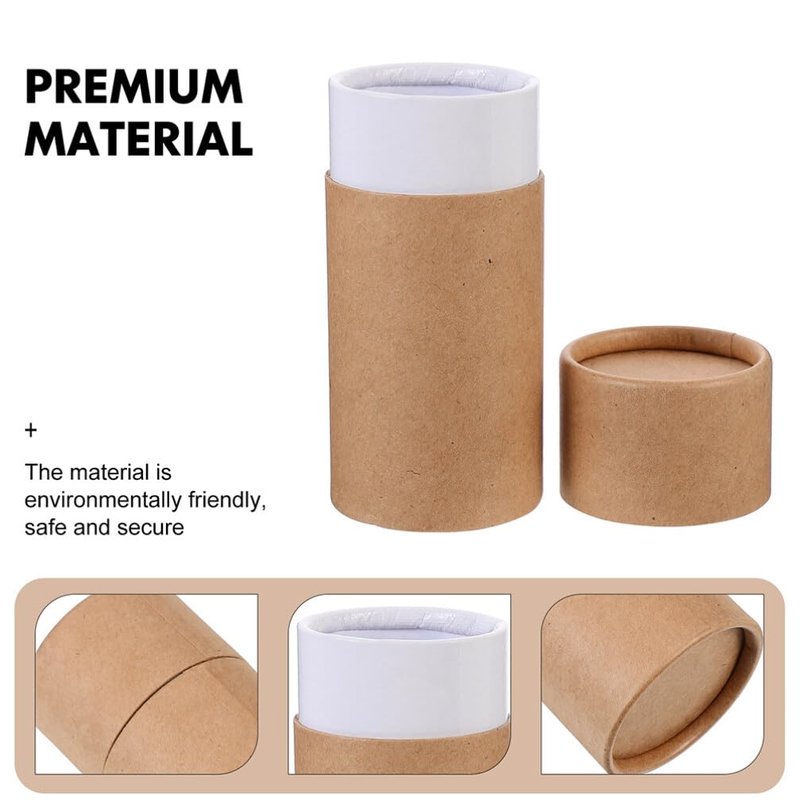 Healvian 15Pcs Round Kraft Gift Boxes 4.21X1.69 Inch Packaging Tubes with Lids for Essential Oil Bottle Wrapping Tea Leaf Jar Storage Multipurpose Paper Gift Containers