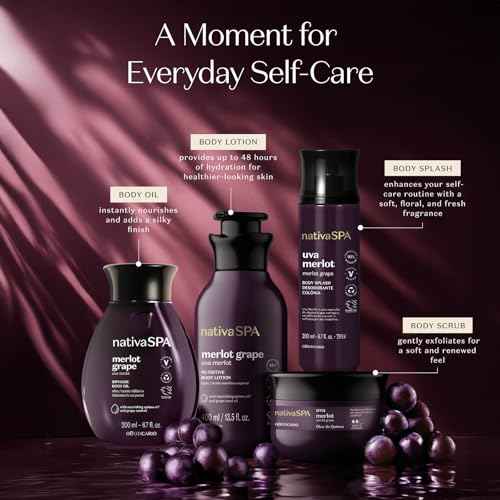 Nativa SPA by O Botic?rio Merlot Grape Biphase Body Oil, with Quinoa & Grapeseed Oils, Silky Glow with Hydration, 6.7 Ounce (200ml)