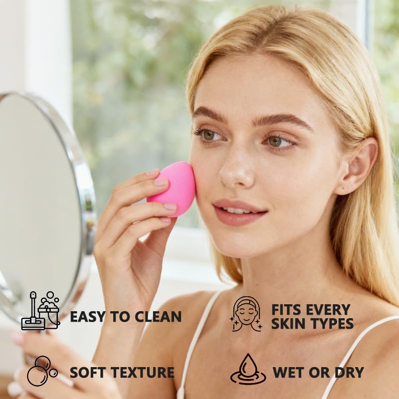 Latex-Free Makeup Sponge Set - 6 Soft Beauty Blenders for Flawless Foundation & Concealer