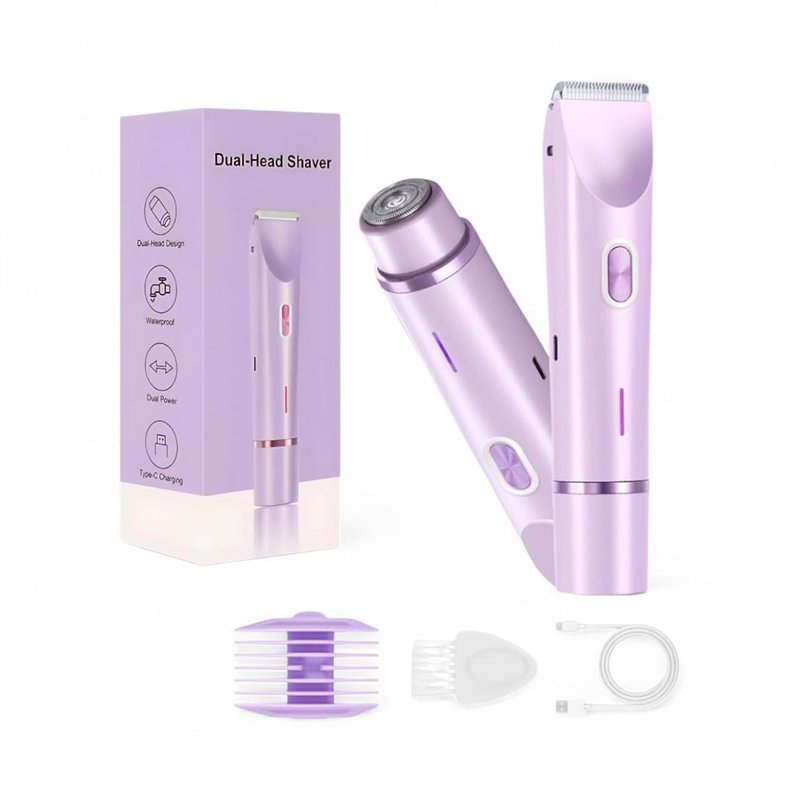 Electric Bikini Trimmer for Women, USB Rechargeable Electric Shaver for Bikini Line, Legs, Underarms – Portable Waterproof Lady Grooming Razor (Purple)