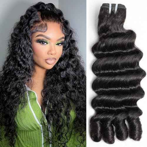 15A Burmese Deep Wave Bundles Human Hair 28 Inch 1 Bundle Tangle Free Unprocessed Brazilian Virgin Hair Weft with Spiral Curly End for Women Deep Wave Human Hair Weft Extensions