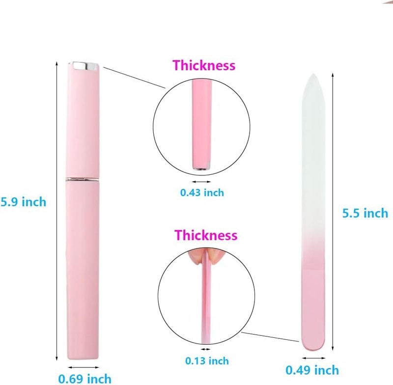 3 Pack Glass Nail Files with Case, Ultra Quality Professional Fingernail Files, Double Sided Premium Nail Filer for Natural, Pedicure, Artificial, Fake Nails