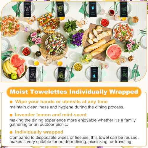 Moist Cotton Towel Bulk Moist Towelettes Individually Wrapped 8.7" x 8.7",White Towel Services,Refreshment Pre Moistened Towels Lavender Lemon,Mint and Unscented for Sport Party Spa (pack of 400)