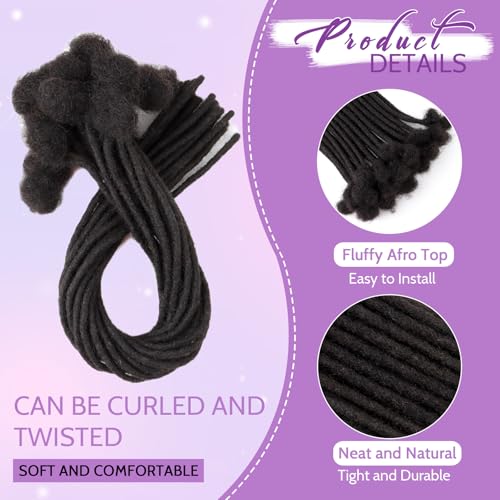 Loc Extensions Human Hair 0.4cm&0.6 cm&0.8cm width 4-18inch 10, 20, 40, 100 strands 100% Human Hair Locs Extensions for Men Women Natural Dreadlocks Can Be Dyed Bleached Curled 0.6cm 6inch 60Strands