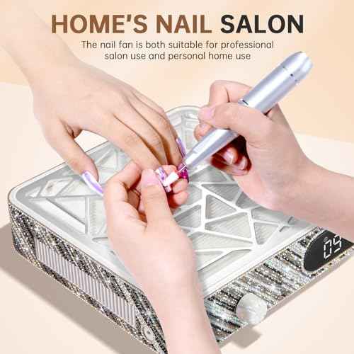 Nail Dust Collector, Cordless Dust Collector Nail Tech, Powerful Vacuum Fan Vent Dust Collector Extractor Dust Suction Machine for Acrylic Nails Polishing, Nail Salon, Zebra Diamond