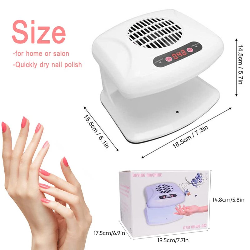 Air Nail Dryer, 300W Infrared Sensor 2 in 1 Automatic Induction Cold Hot Air Nail Polish Drying Fan Wind Blower Dryer for Regular Nail Polish, Home and Salon Use (White)