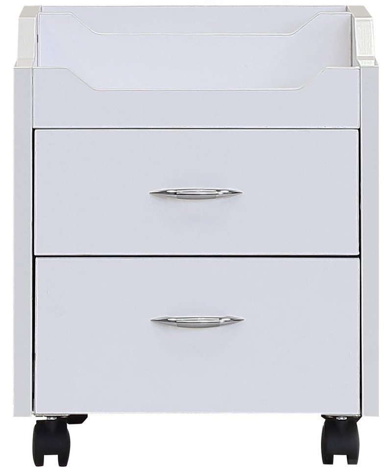 J&A Wood Top Pedicure Cart - Compact Salon Trolley with 2 Utility Drawers, Locking Swivel Casters, Easy-to-Clean White Finish, Ideal for Professional Spas & Salons, JA-JM-CART-White