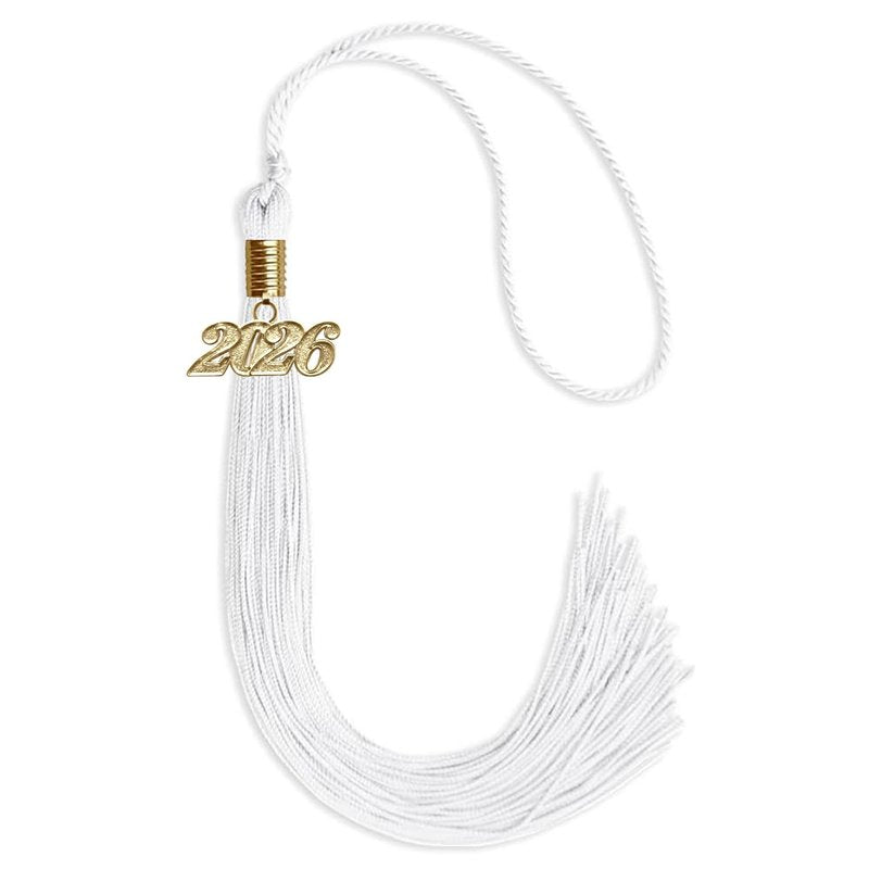 Endea Graduation Single Color Tassel with Gold Date Drop (White, 2026)
