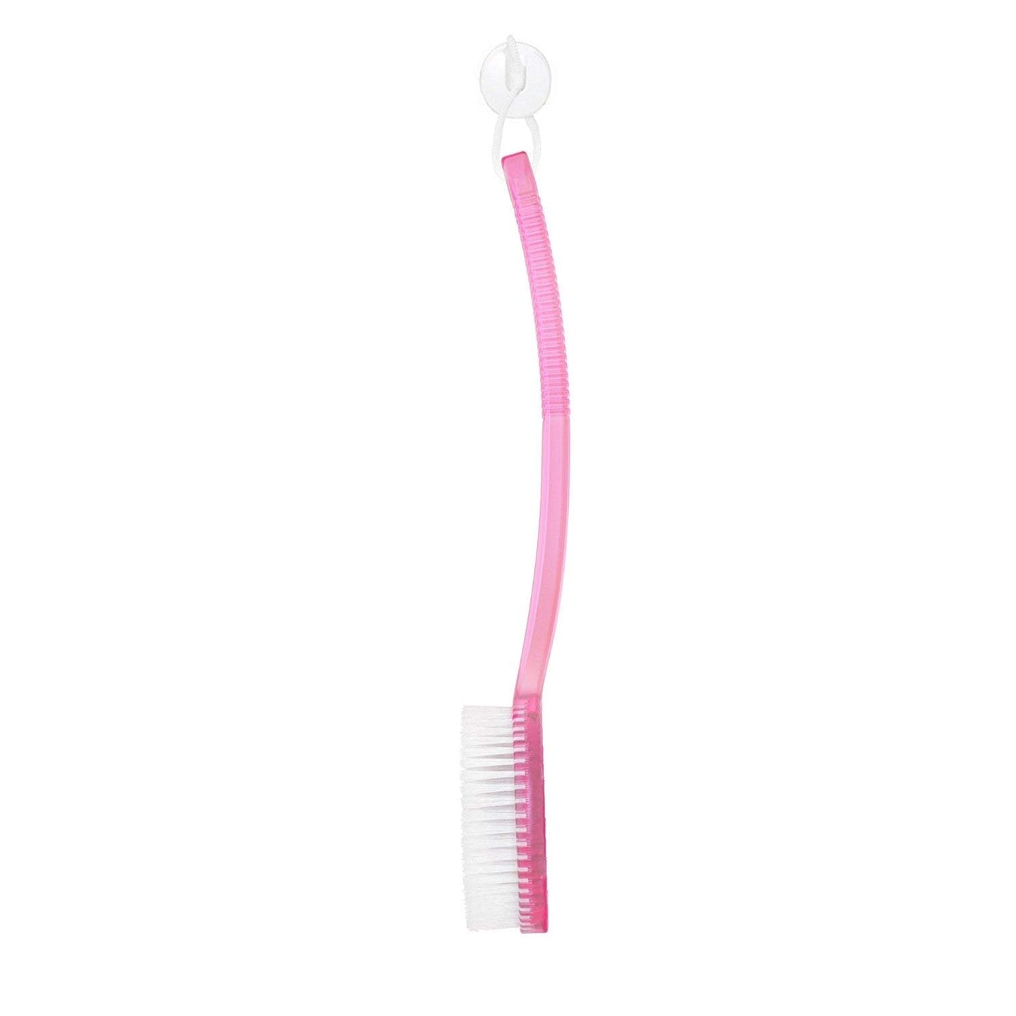 Tarrant Long-Handle Bath/Shower Body Brush and Back Scrubber with Hard Bristles for Deep Skin Cleansing and Exfoliating - Pink