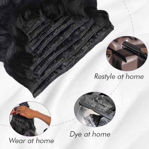 Body Wave Clip In Hair Extensions Real Human Hair Clip Ins For Women 18 Inch Remy Human Hair Extensions Clip Ins 8 Pcs With 18 Clips 120g Natural Black