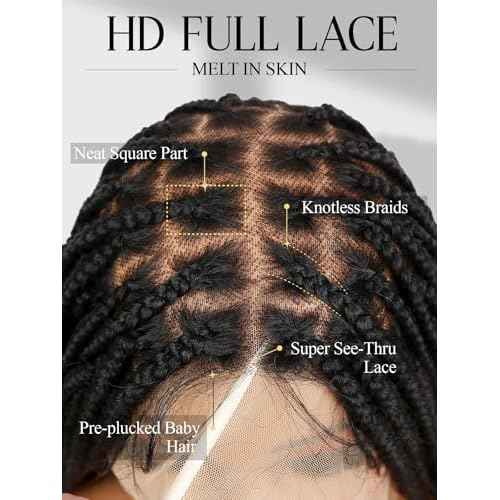 Full Lace Braided Wig for Black Women 34 Inch Pre Plucked Knotless Squrare Part Box Braid Twist Locs Wig with Baby Hair