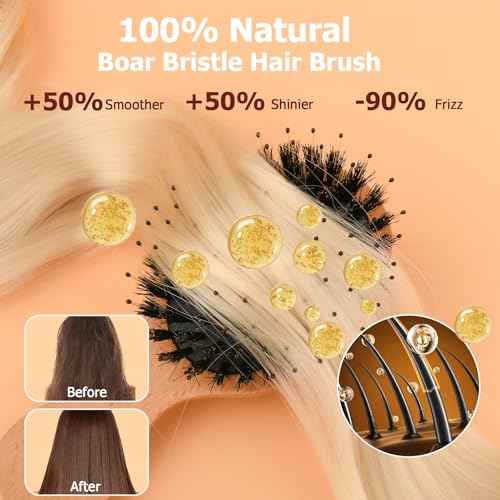 Travel Hair Brush, Mini Boar Bristle Hair Brush for Women Gift- Small Portable Compact HairBrush for Girls Kids Women Best Gift, Travel Size for Purse, Vacation, Business Trips & Outings