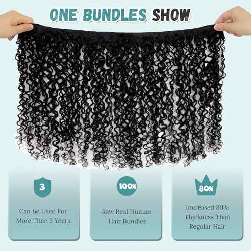 3C4A Burmese Curly Human Hair Bundles 16 18 20 Inch 3Pcs Water Wave Bundles Unprocessed Raw Hair Extension Double Weft Full End Quick Weave Bundles