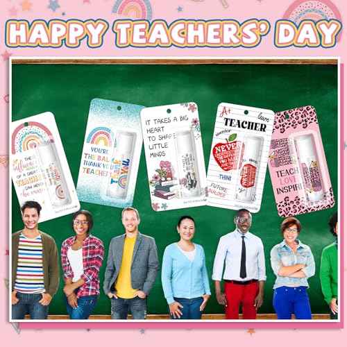 5 Pack Christmas Teacher Appreciation Gifts Bulk Lip Balms Employee Staff Appreciation Teacher Staff Team Thank You Gift Bulk Christmas Party Favors for Xmas Stocking Stuffers for Women Men (Classic)