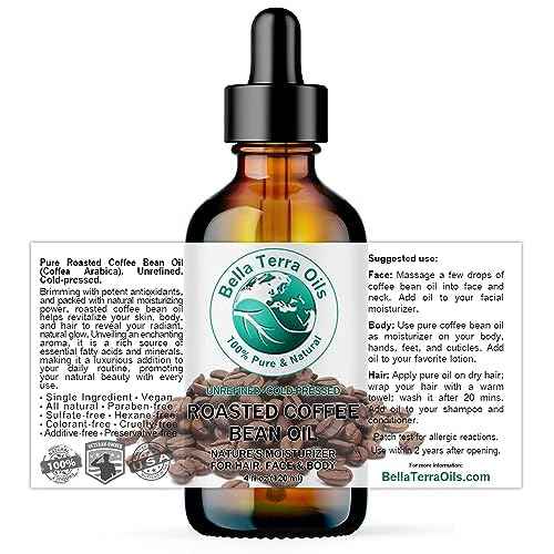 Bella Terra Oils - Roasted Coffee Bean Oil 4 oz - Dive into The Heart of Coffee Extract, Boosted with Essential Fatty Acids, A Luxurious Experience
