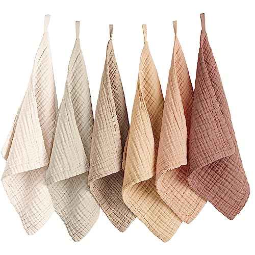 Konssy 6 Pack Face Cloths, Soft Wash Cloth for Washing Face, Cotton Face Towels for Sensitive Skin Women Facial Makeup Remover Reusable Absorbent Washcloths £¨11 x 11 Inch£©