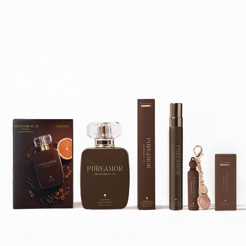 PUREAMOR Pheromone Perfume for Women - Mini 2-Pack Keychain Fragrance | Warm Amber & Vanilla, 0.07 oz Each