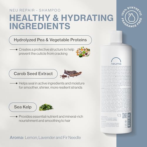 Neuma Neu Repair Shampoo - Revitalizes, and Strengthens Damaged Hair, Sulfate-Free, Lemon, Lavender and Fir Needle Scent