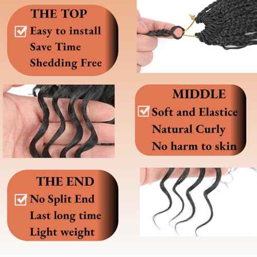 18 Inch Ocean Wave Crochet Hair 8 Packs - Synthetic Pre-Looped Deep Wavy Curly Braiding Hair for Black Women, Boho Style Hair Extensions (18inch,1B - 8 Packs)