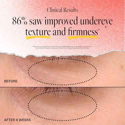 Derma E Retinol + Bakuchiol Under Eye Patches (30 Pairs) Non-Irritating, Line Smoothing Hydro Gel Eye Patches with Rose Water & Real Hibiscus Petals, Helps Reduce Fine Lines, Crow's Feet, 60ct