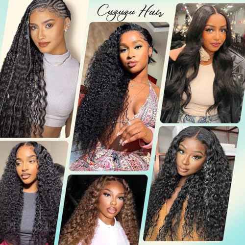 12A Human Hair Bundles 12 14 16 18 Inch Deep Wave Bundles Human Hair 100% Unprocessed Brazilian Virgin Deep Curly Weave 4 Bundle Water Wavy Hair Extensions Real Human Hair 1B Bundle for Women