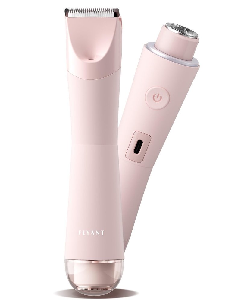 Bikini Trimmer - 2 in 1 Waterproof Electric Shaver for Women | LED Light, Gift Box Included (Rose Pink)