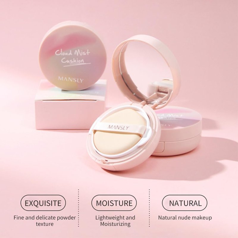 LAMUSELAND Air Cushion BB Cream Foundation, 2 Shades Tinted Moisturizing Waterproof Long-lasting Nude Natural Concealer, Oil Control BB Cream Makeup (Ivory, 1)