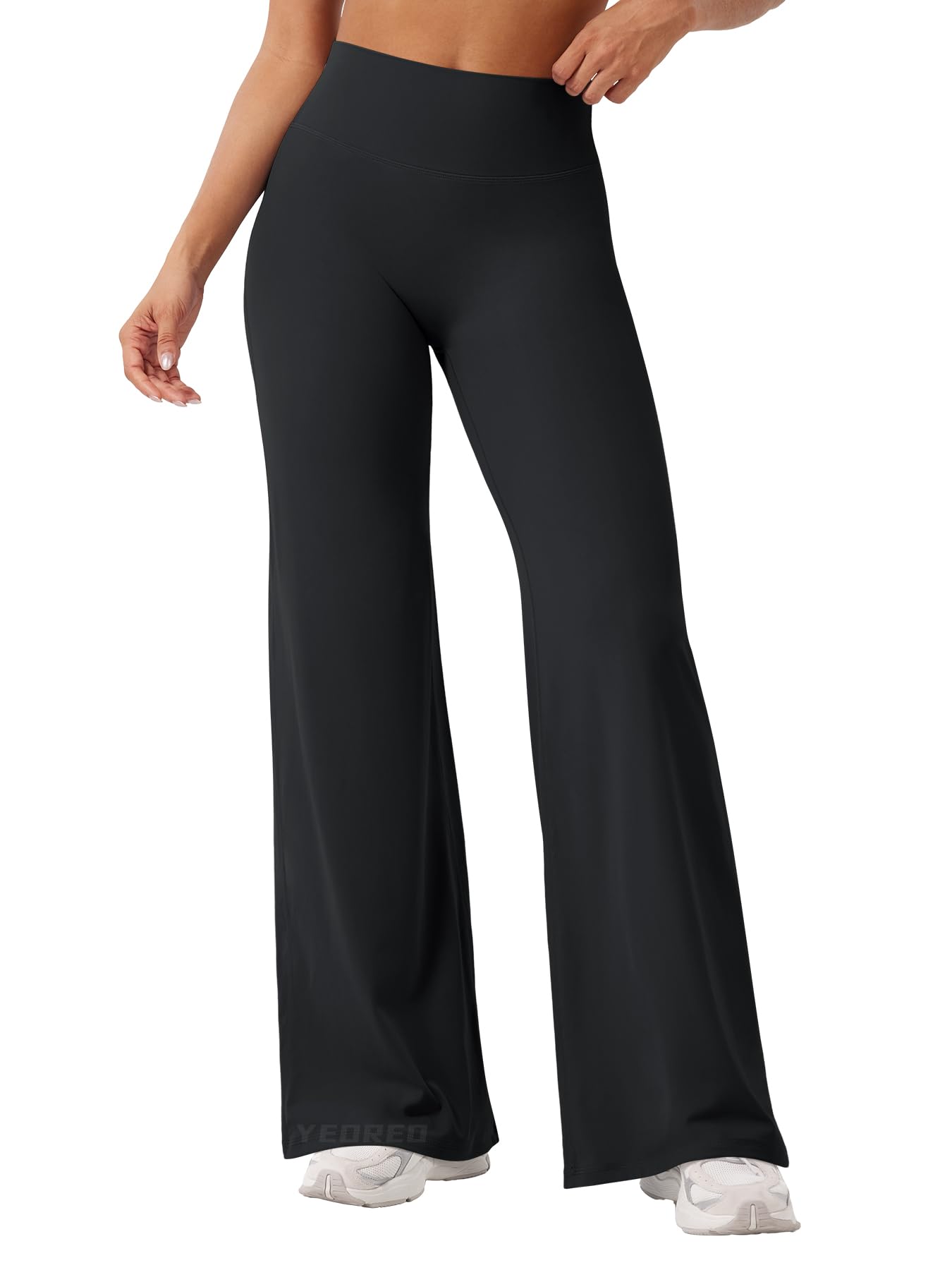 YEOREO Workout Leggings Womens No Front Seam Straight Leggings 31.5" High Waist Buttery Eddiy Gym Yoga Pants Black M