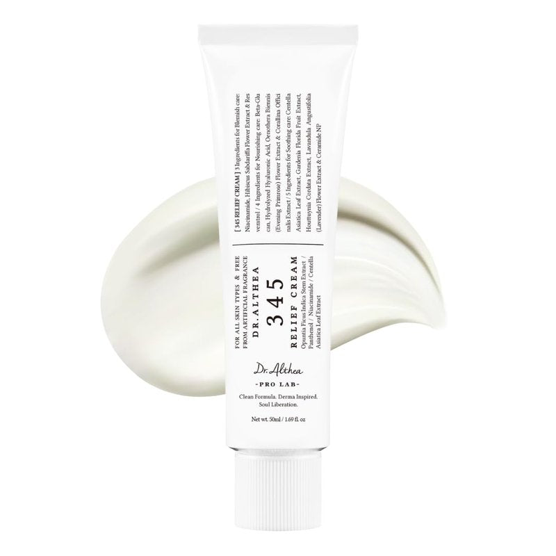 Dr.Althea 345 Relief Cream, Daily Face Moisturizer, Blemish Relief Care, Soothing Recovery & Moisture, Korean Vegan Skin Care for All Skin Types, 1.69 Fl Oz (Pack of 1)