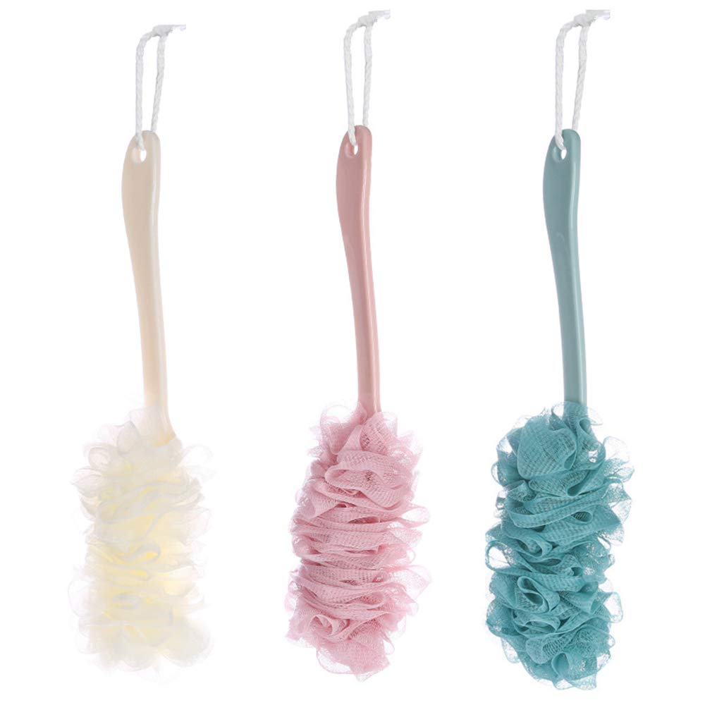 Arswin Back Scrubber for Shower,Loofah Long Handle Bath Body Brush,Soft Nylon Mesh Sponge for Shower,Loofah On a Stick for Men Women,Exfoliating Scrub Cleaning Luffa for Elderl(3Pack-Mix)